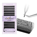 Natuhana 4D U Shape Lash Extensions Easy Fan Russian Volume U Eyelash C/D Curl 0.07mm Natural U Shaped 12 Rows Premade Eye Lashes Supply(Black,0.07C,8-14mm)