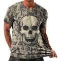 Skull Men Casual Shirt Lightweight Vintage T-Shirts and Casual Wear Mens Moisture Wicking Sleeve Shirt Cool Beach Party Breathable Summer Outfit Regular Fit Crewneck,2XL