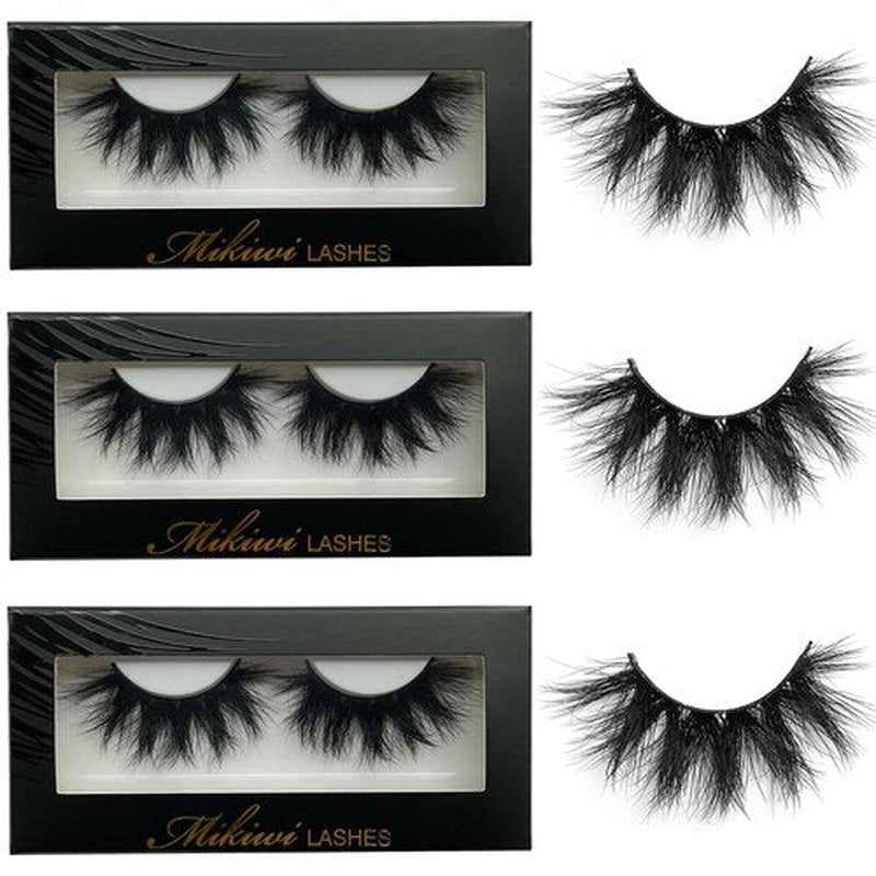 Mink Lashes Mikiwi Eyelashes, 5D Super Fluffy Long Dramatic Eyelashes, Thick HandMade Full Strip Lashes, Cruelty-Free Lash 20-22MM