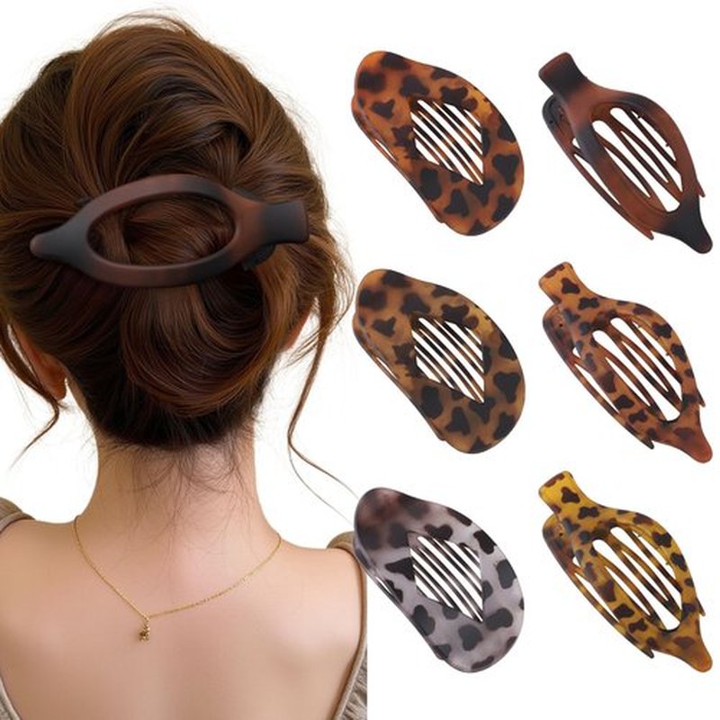 Lourny Flat Hair Clips for Women, French Flat Claw Clips & Duckbill Hair Clips for Thin Hair Lightweight Non-Slip Large Claw Clips for Women 6PCS