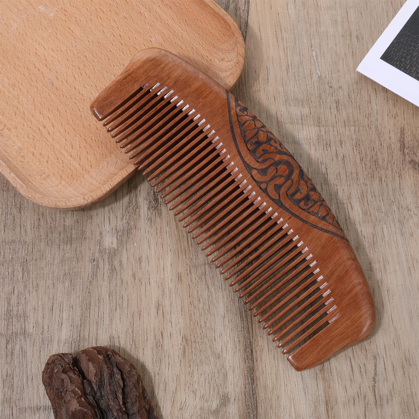 Small Wood Comb for Women Men Birthing Combs Wooden Pocket Hair Comb Fine Tooth Small Portable Wood Combs, Anti Static Carved
