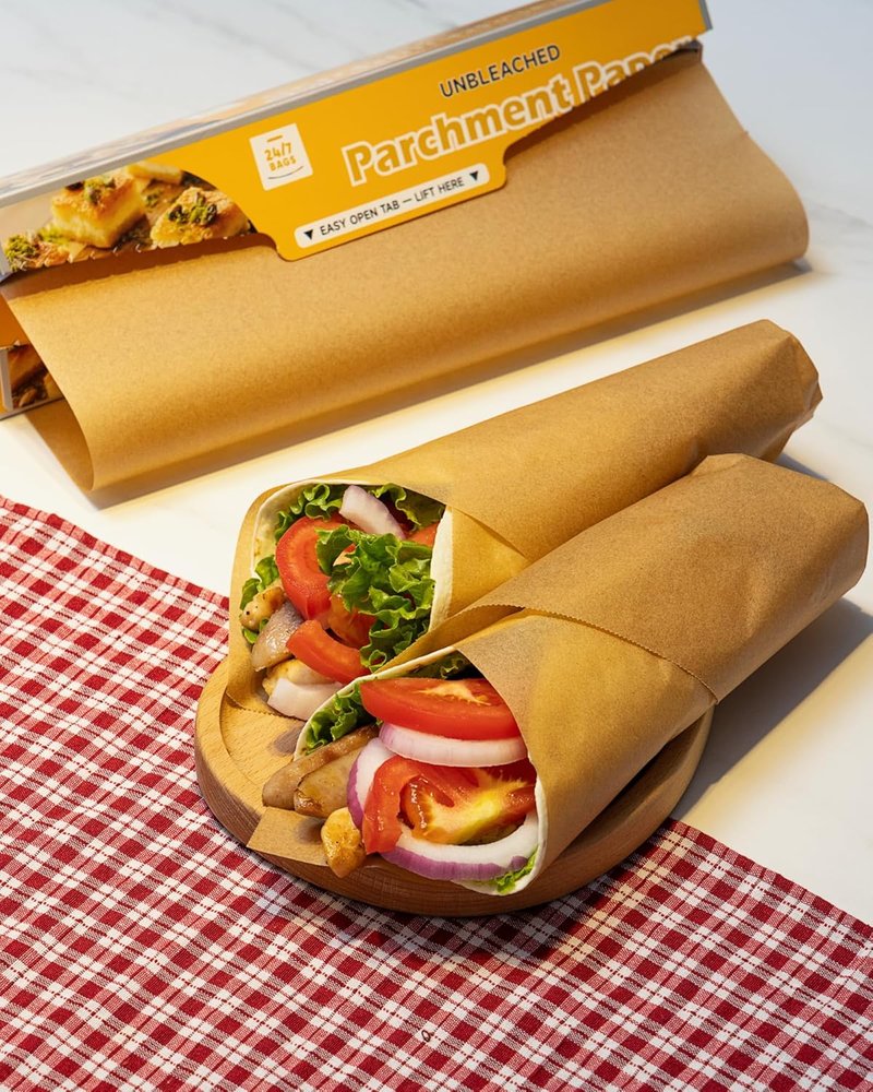 24/7 Bags Parchment Paper Roll - Non-Stick, Food Safe, 300 Sq Ft, 12" Wide | Ideal for Baking & Air Frying