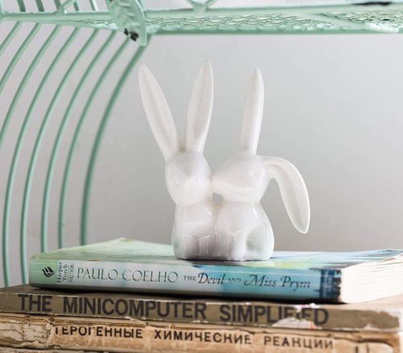 Creative Co-Op Ceramic Bunny Rabbits Ring Holder - Charming Jewelry Organizer | Cute Home Decor