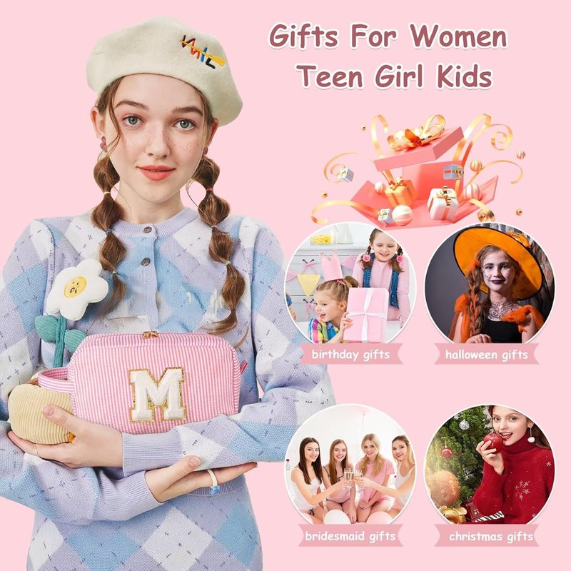 YOOLIFE Personalized Makeup Bag - Stylish Cosmetic Pouch for Women & Girls | Pink A