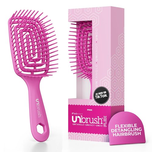 FHI Heat UNbrush Flex Detangling Brush - Ultra-Flexible Pain-Free Hair Detangler with DuoFlex Bristles