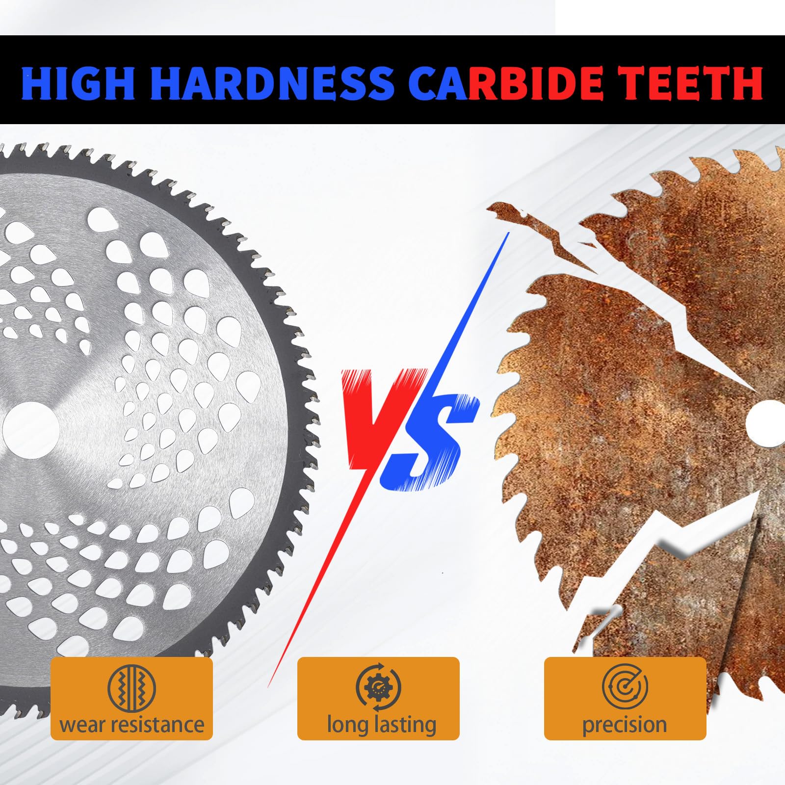 IRONHIT 9" x 20T Chainsaw Tooth Brush Cutter Blades, 9" x 36 Teeth Carbide Tipped Blades, 10" x 80T Carbide Tip Blades,Trimmer Blades,1'' / 2.54MM Arbor Size (3 Blades with Adaptor Kits)