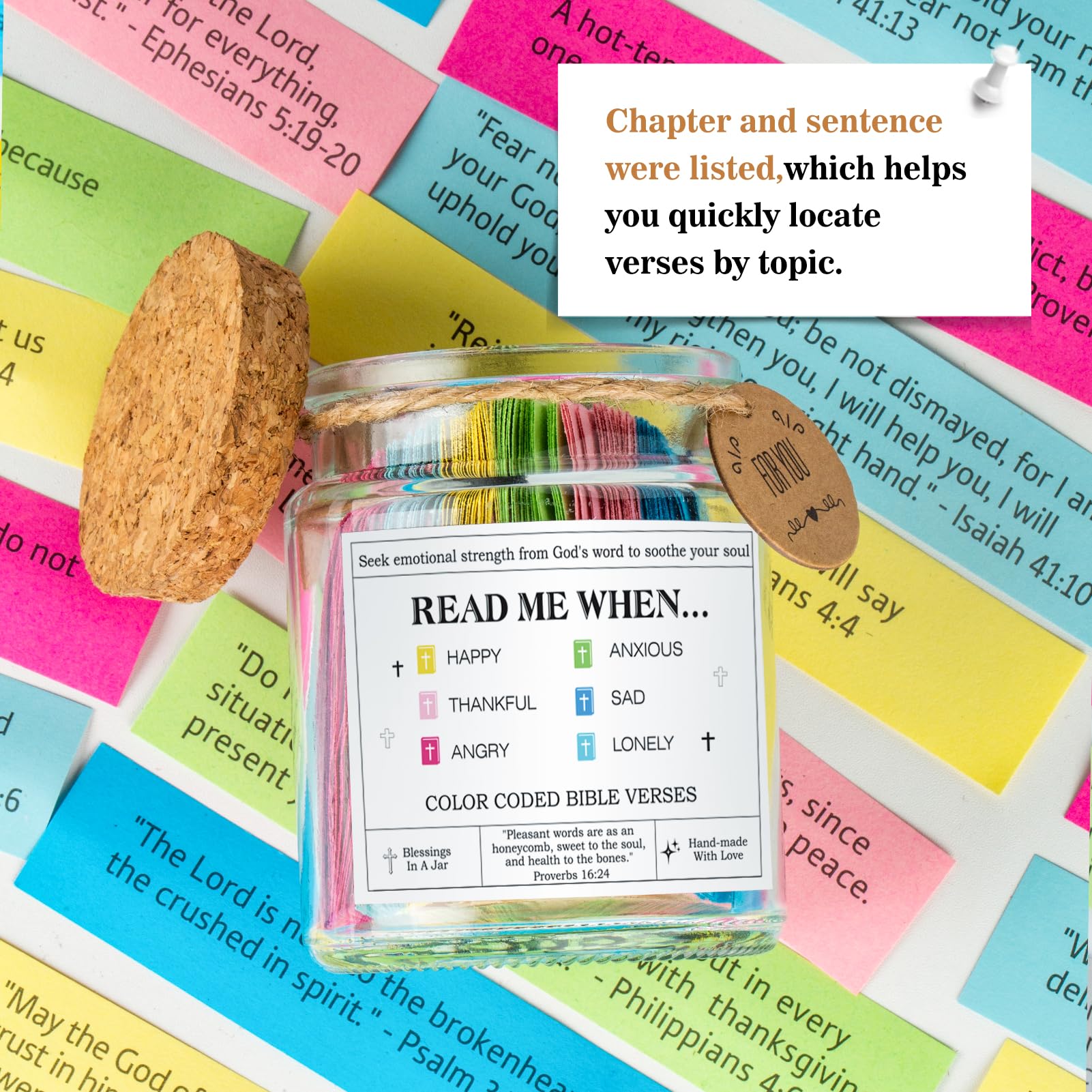 Bible Verse Jar(KJV) - Christian Gifts For Women, Men, Mom, Dad, Friend, Birthday Gifts For Women, Easter Basket Suffers, Christmas & Mothers Day Gift, Graduation Gift- Prayer Jar Daily Encouragement
