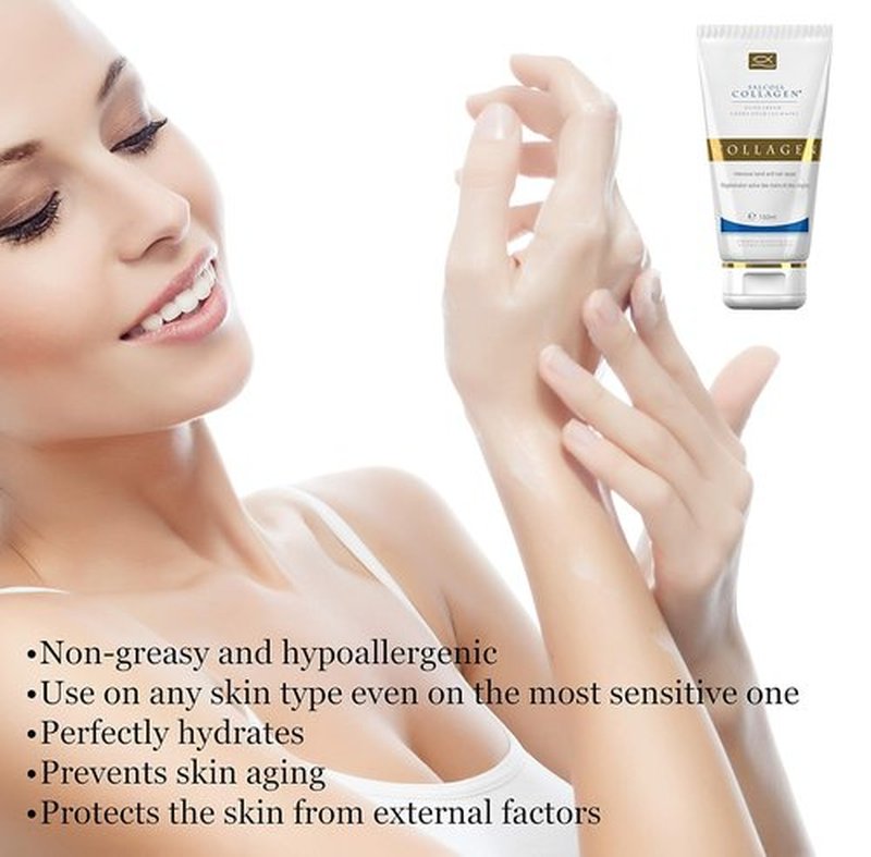 Salcoll Pure Bioactive Collagen Repair Hand Cream - Hypoallergenic Moisturizer for All Skin Types, 150 ml