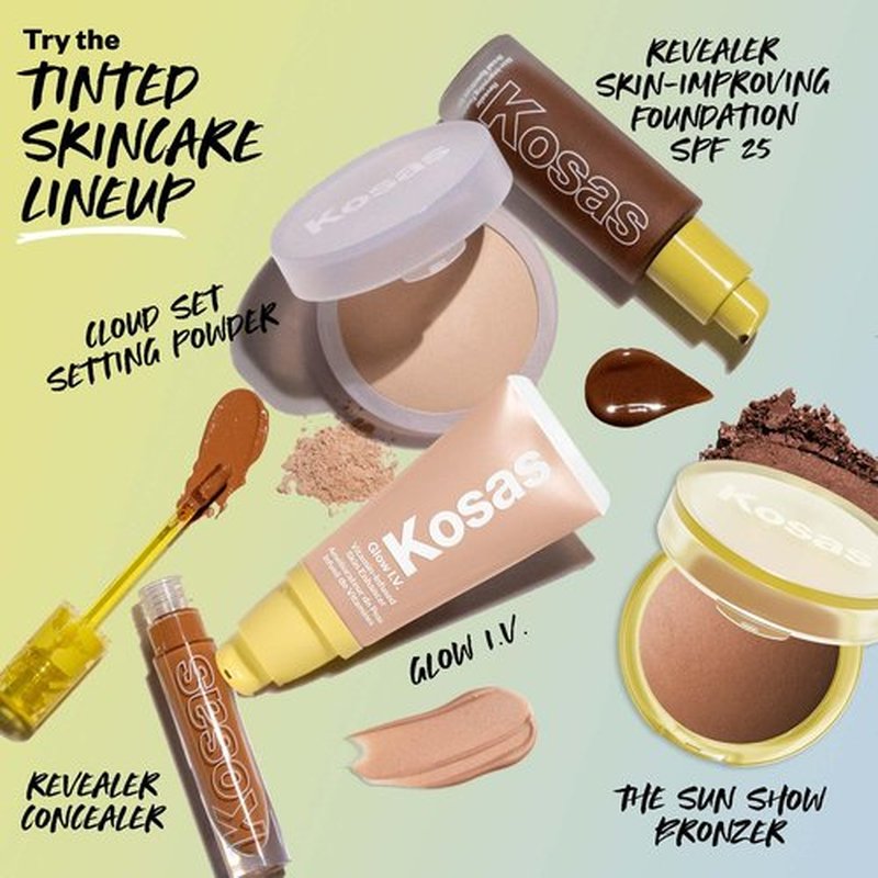 Kosas Sun Show Glowy Warmth Baked Bronzer - Contouring Powder for Cheekbones, Nose & Jawline - Enriched with Concentrated Fatty Acids - Talc-Free, Vegan & Hypoallergenic - Waves