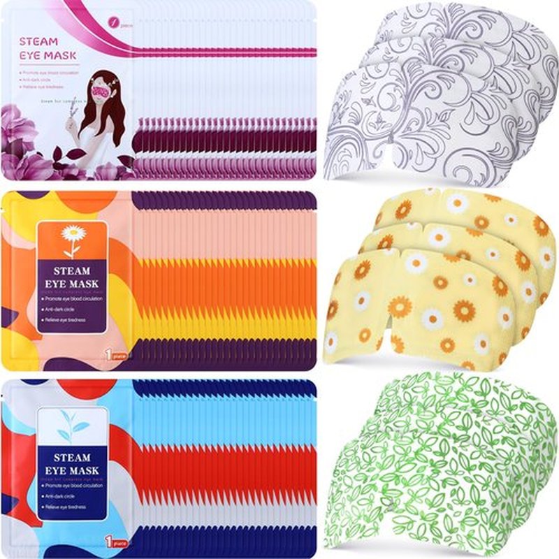 Silicherry 96 Packs Steam Eye Mask Disposable Self Heating Eye Mask for Dry Eyes Spa Warm Sleep for Home Office Travel Eyestrain Relieve