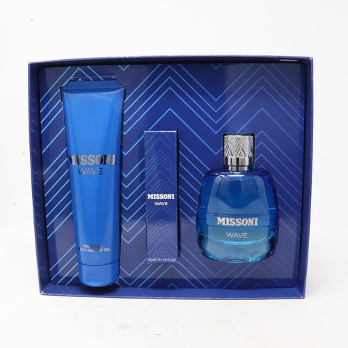 Missoni Wave Pour Homme Eau De Toilette Set - 100ml, 10ml & 150ml Shower Gel | Luxury Fragrance Collection