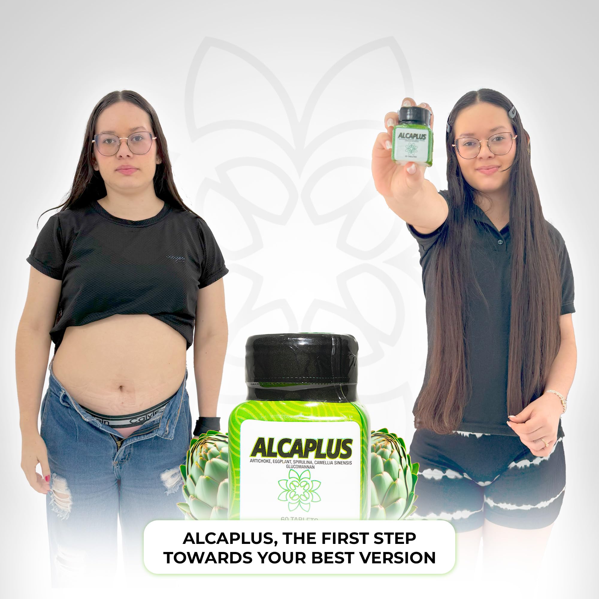 Alcaplus Original Natural Weight Loss Pills for Detoxifying and Controlling Appetite, Herbal Supplement with Artichoke, Eggplant, Spirulina, Green Tea, and Glucomannan