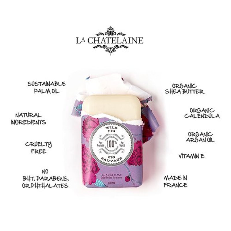 La Chatelaine Oud Rose Triple Milled Bar Soap and 20% Shea Butter Hand Cream Gift Set, Gift for Mom, Decorative Tin, Plant-Based, Natural & Organic, Made in France (7 oz. soap bar, 1 oz. hand lotion)