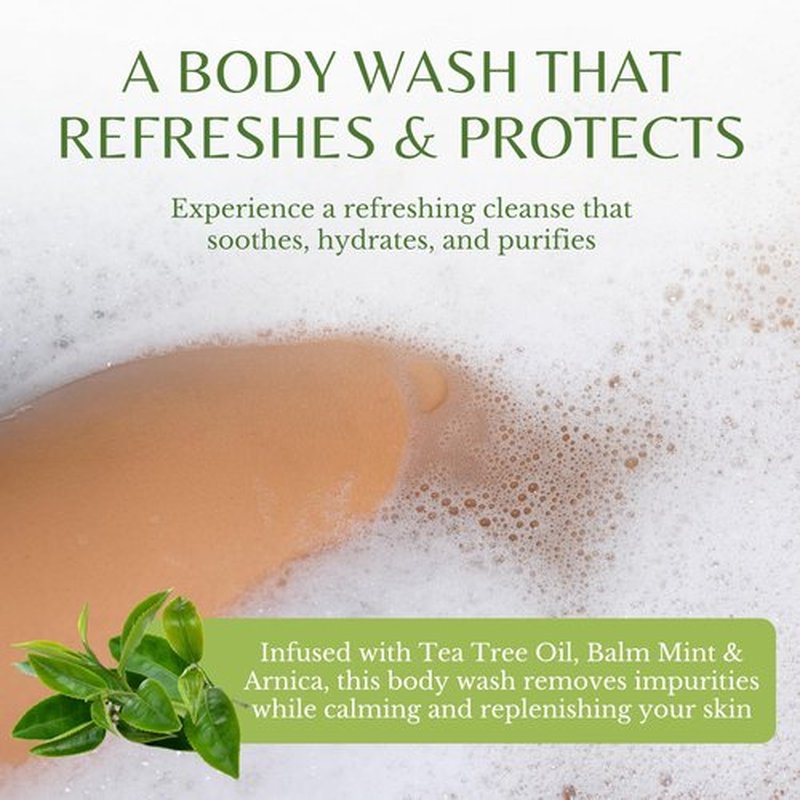 EDENIKA BOTANICALS Tea Tree Oil Body Wash, Cleanses & Relieves Itchy Skin, Soothes Jock Itch, Acne & Ringworm, Shower Gel for Dry and Sensitive Skin, Women & Men, Organic & Natural, 16 fl oz, 2-Pack