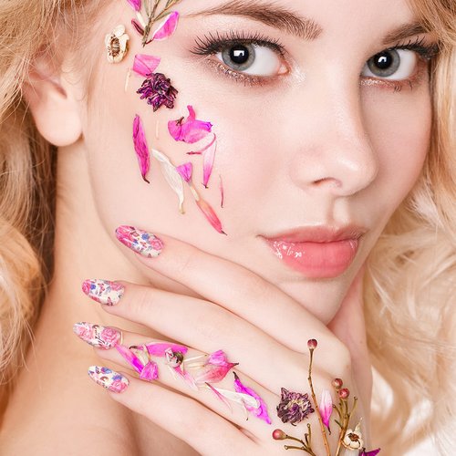 224 Pieces 16 Sheets Flower Full Wrap Nail Polish Stickers Self Adhesive Nail Wraps Nail Decals Nail Polish Sticker Butterfly Flower Nail Decals for Women Nail Decoration