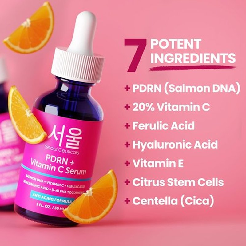 SeoulCeuticals PDRN Serum | Salmon DNA & Vitamin C Anti-Aging Skin Repair Booster - 1oz