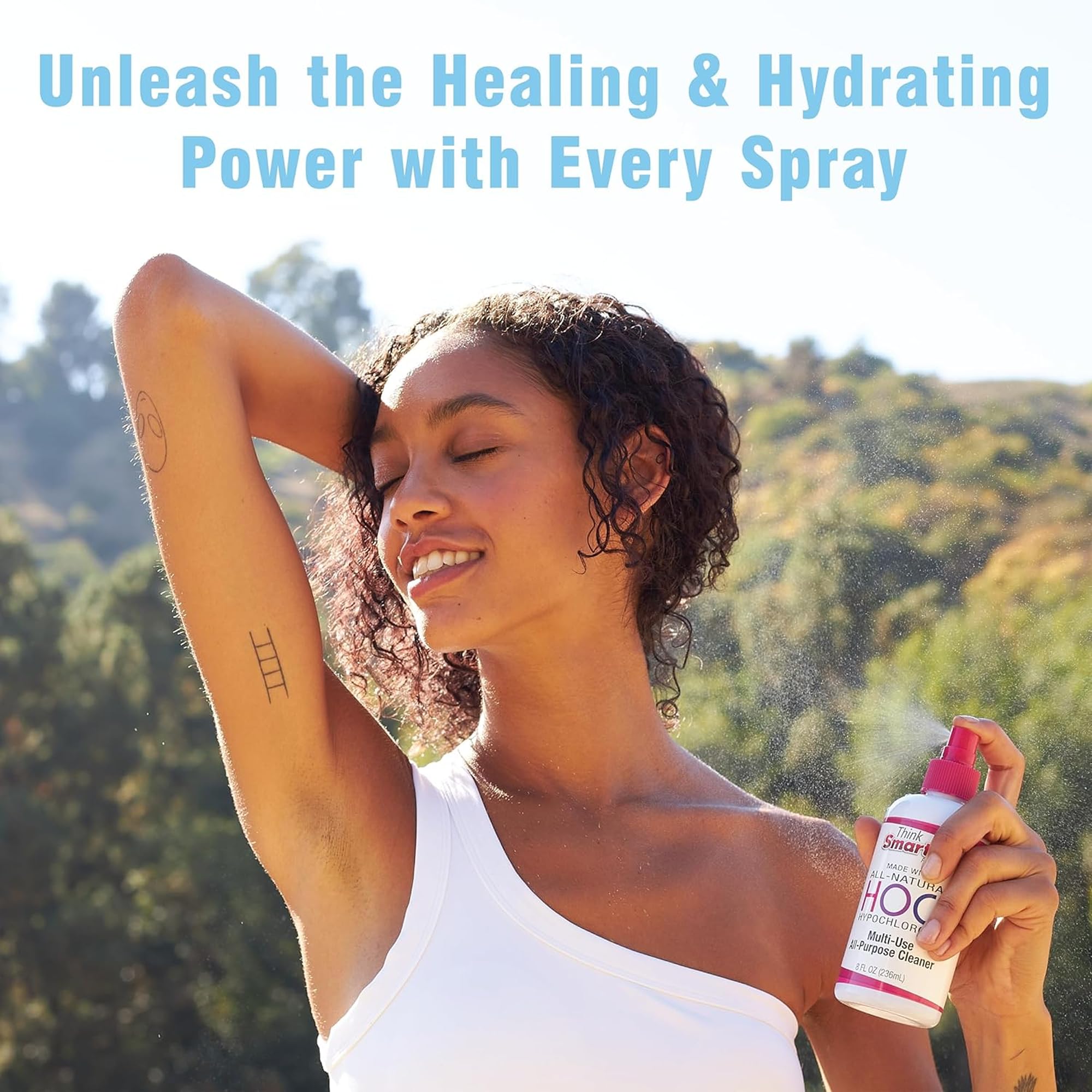 Think Smarter Products HOCL All-Purpose Cleaner with Hypochlorous Acid, All-Natural Surface Cleaner, & Skin Hydrator 16fl oz Clear Spray