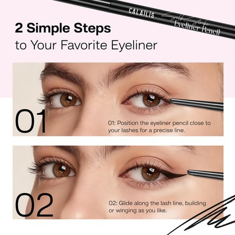 CALAILIS Black Eyeliner Pencils - Waterproof Eyeliner Smudge Proof Long-lasting Eye Liner Pencil (BLACK)