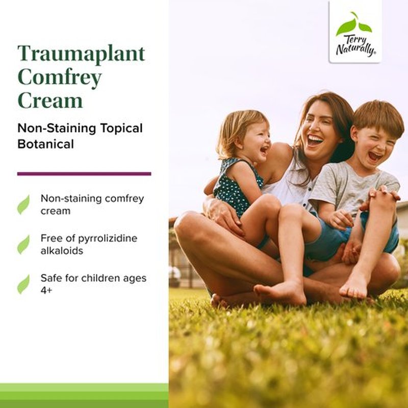 Terry Naturally Traumaplant Comfrey Cream - Non-Staining Herbal Cream - Clinically Studied and Free of Pyrrolizidine Alkaloids - for External Use Only - 1.76 oz (2 Pack)