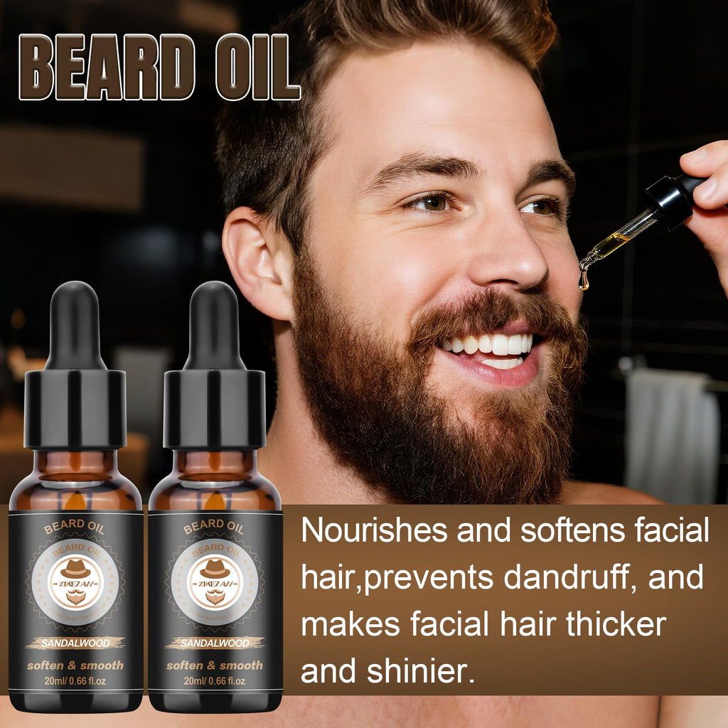 XIKEZAN Beard Kit for Men Grooming & Care w/Sandalwood-Soften,Soothe Beard