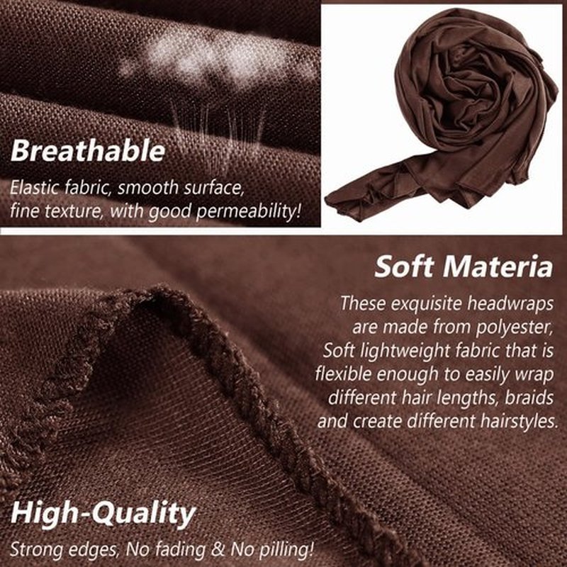 PWEOUKE 4 Pcs Head Wraps for Women Solid Color Soft African Head Scarf for Hair Jersey Turban Long Breathable Head Band Tie for Woman