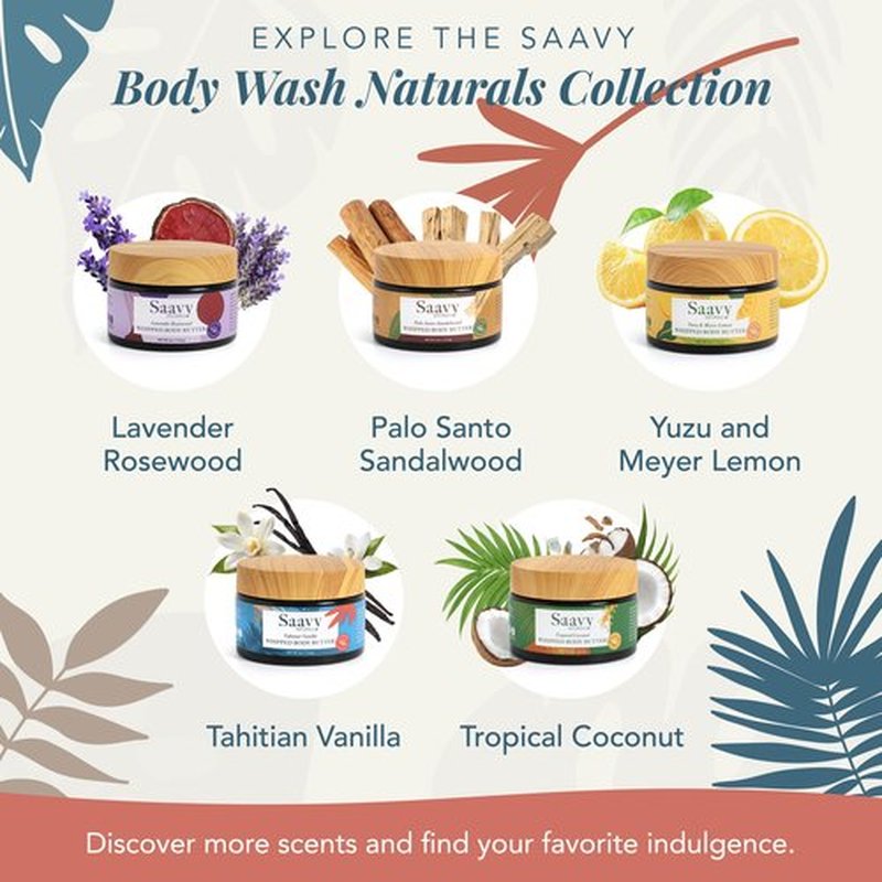 Saavy Naturals Whipped Body Butter - Made with Organic Shea Butter, Essential Body Care & Dry Skin Moisturizer for Women, Velvety Rich Cream Texture, Naturally Scented - Tahitian Vanilla, 4 oz