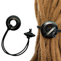 Nutty Natte Knotted Elastic Hair Tie for Dreadlock and thick hair Real Gemstone Ponytail Holders Loc Hair Accessories dread tie for Women Men (Black Obsidian)