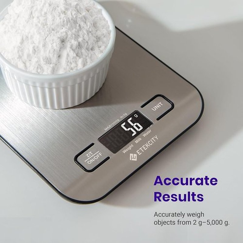 Etekcity Digital Food Kitchen Scale - Accurate Grams & Ounces Measurement for Cooking & Meal Prep | Medium 304 Stainless Steel