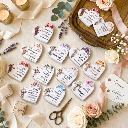 50 Pcs Christian Gifts Bulk for Women Religious Scripture Mini Heart Nail Files Emery Board Double-Sided Nails Boards Bible Verse Group Church Religious Party Favors for Employee Coworker Supplies