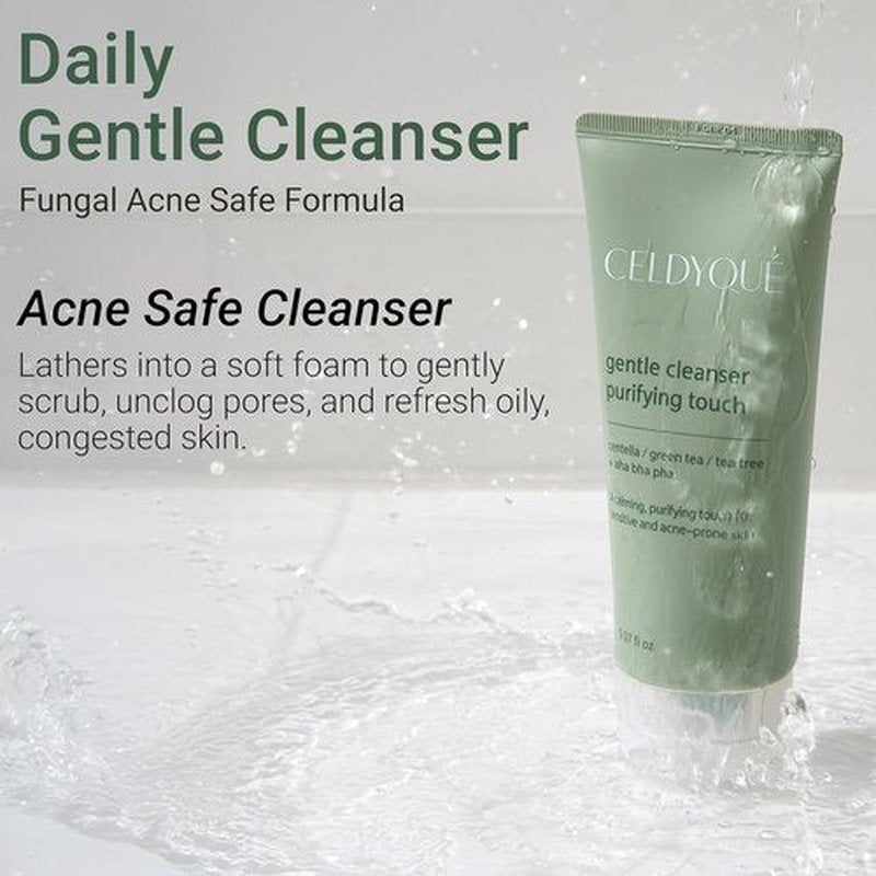 CELDYQUE Gentle Cleanser - Purifying Face Wash with Centella & Tea Tree | Exfoliating Foam for Sensitive, Acne-Prone Skin | 5.07 fl oz