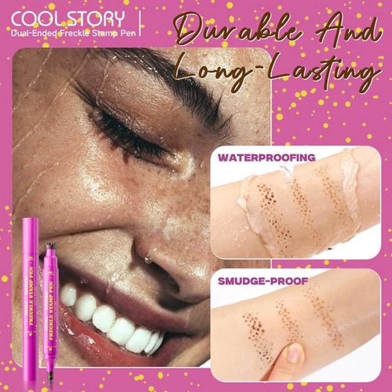 Dual-Ended Freckle Stamp Pen – Realistic Faux Freckles Makeup with Soft Sponge Stamp & Precision Tip – Waterproof Long-Lasting Freckle Marker for Natural or Bold Looks (04 Deep chocolate Brown)