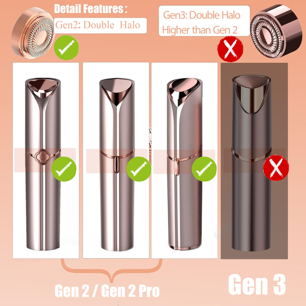 Replacement Heads for Flawless Hair Remover Gen 2, 18k Gold Facial Hair Remover Replacement Head with Compartment Storage Box, Women Painless Replacement Blades fit Finishing Touch Flawless