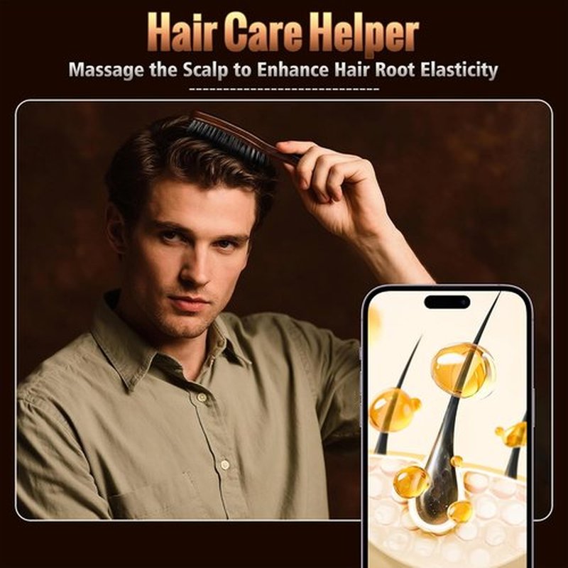 STYLEMATE Hair Brush for Men - Nylon Bristles for Thick Hair | Natural Black Walnut Handle for Smoothing and Styling