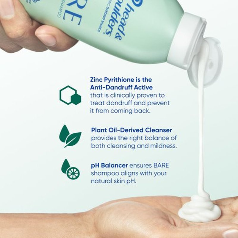 Head & Shoulders Anti-Dandruff Shampoo, BARE Soothing Hydration, 1% Pyrithione Zinc, Dry Scalp Relief, Free of Sulfates, Silicones, Dyes, 13.5 fl oz