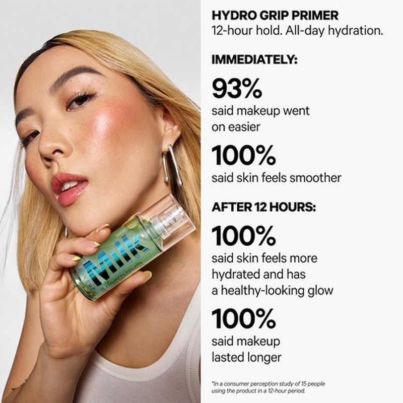 Milk Makeup Hydro Grip Primer - Hydrating Face Primer with Hyaluronic Acid & Niacinamide | 12-Hour Makeup Grip, Silicone-Free, Lightweight Gel