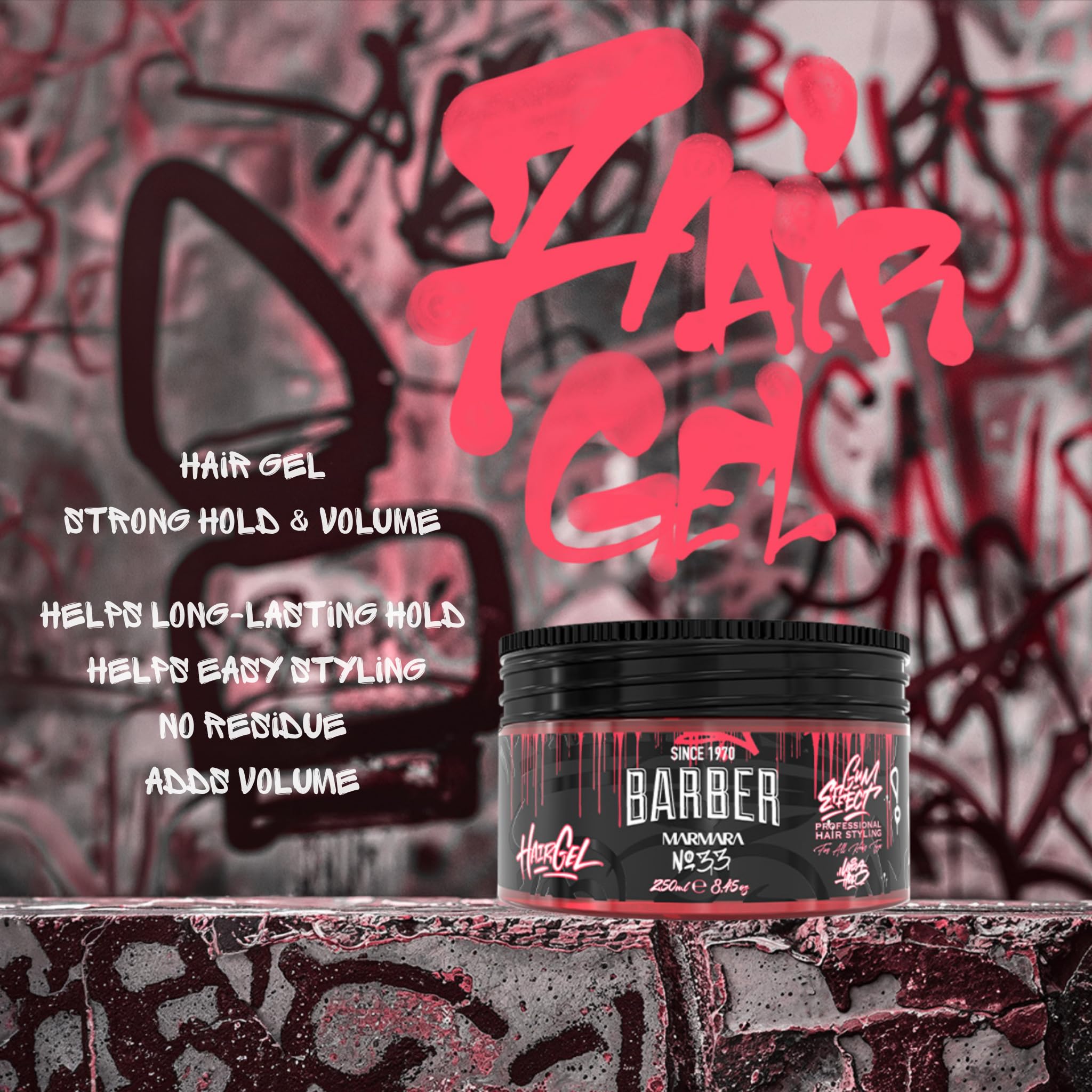 barber marmara No.33 Hair Styling Gel Strong Hold Fresh Scent 8.45 fl oz