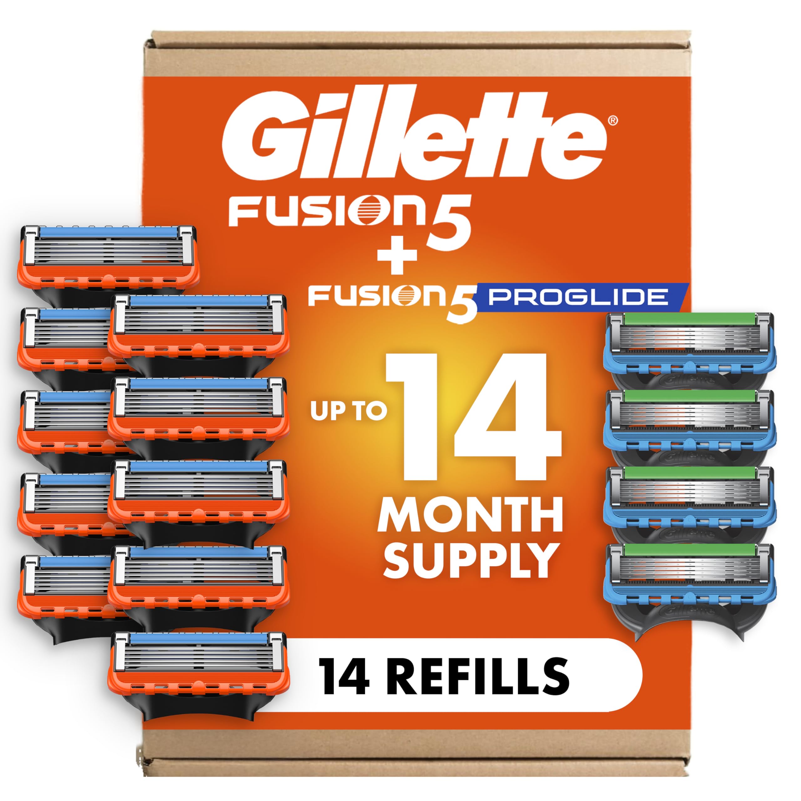 Gillette Fusion5 ProGlide Razor Refills for Men 10 Count + Fusion5 ProGlide Shield Refills 4 Count, 14 Total Blade Refills