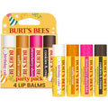 Burt's Bees Lip Balm Party Pack - All-Day Moisturizing, Tint-Free Natural Treatment | 4 Flavors, 4 Tubes, 0.15 oz Each