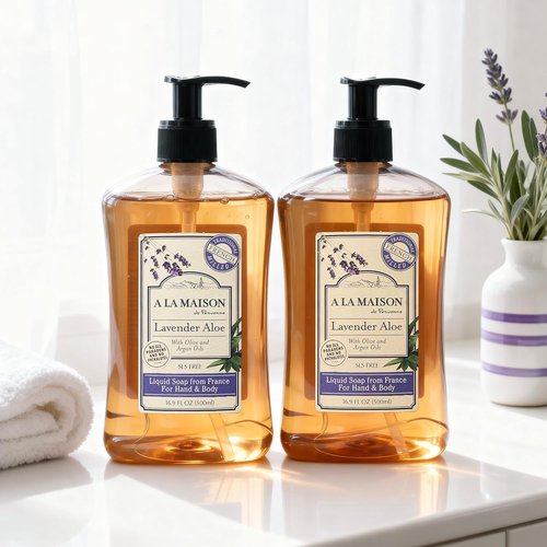A LA MAISON Lavender Aloe Liquid Hand Soap - Natural, Biodegradable & Vegan - 16.9 oz, 2 Pack