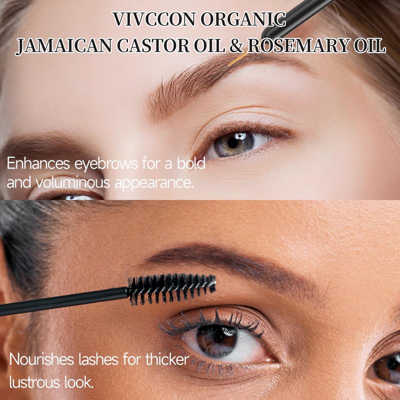 Vivccon Jamaican Organic Black Castor Oil with Rosemary, Cold Pressed,for Hair , Eyelashes and Eyebrows Growth,100% Natural & Pure