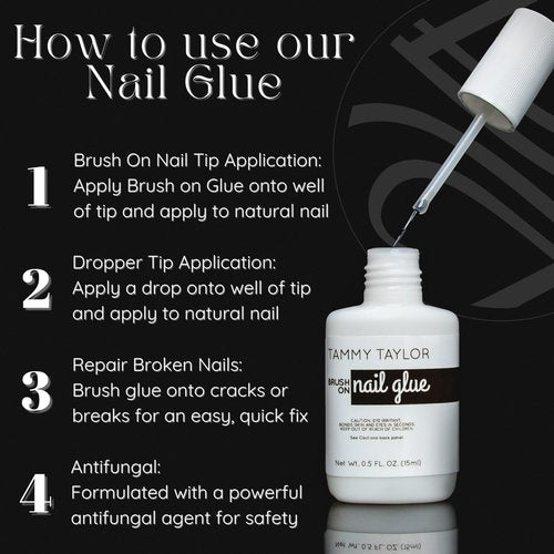Tammy Taylor Tip and Nail Repair Dry Clear Gel Nail Glue for Press on Nails, Acrylic Nail Tips & Natural Breaks, Cure Under UV/LED, Solid Nail Adhesive Gel Glue for Nails and Extensions