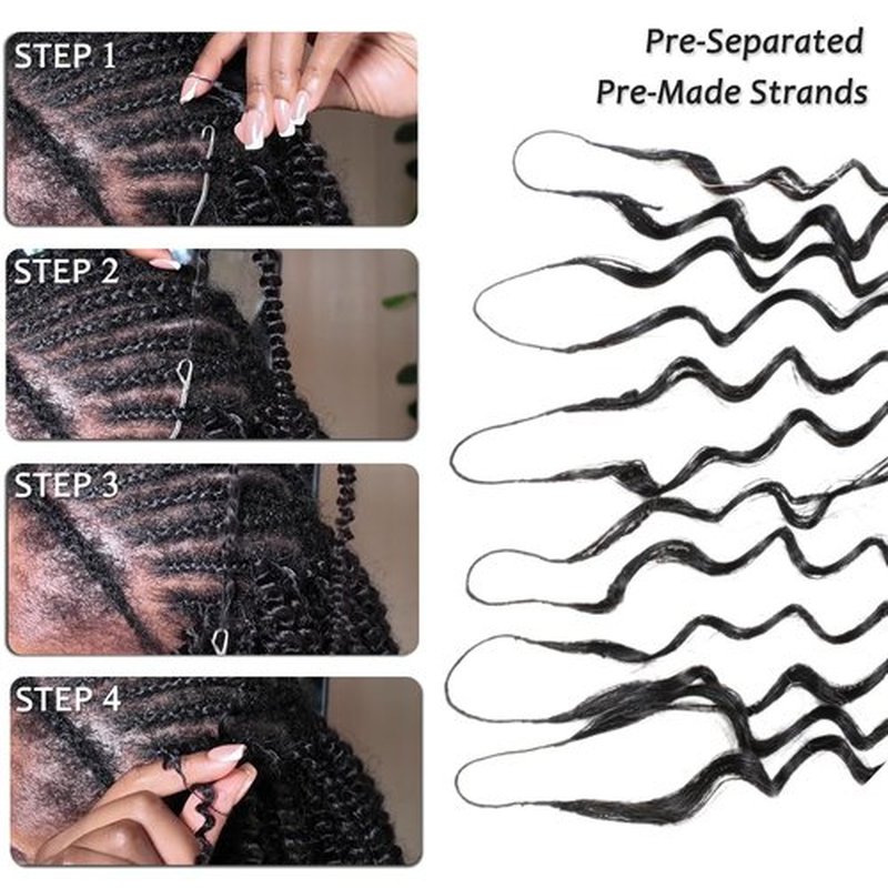 Beauty Youth Kinky Curly Miracle Knots Human Crochet Hair, Invisible Pre-Separated Feather Crochet Human Hair Extensions For Black Women, Natural Black 110g/Pack 16 Inch