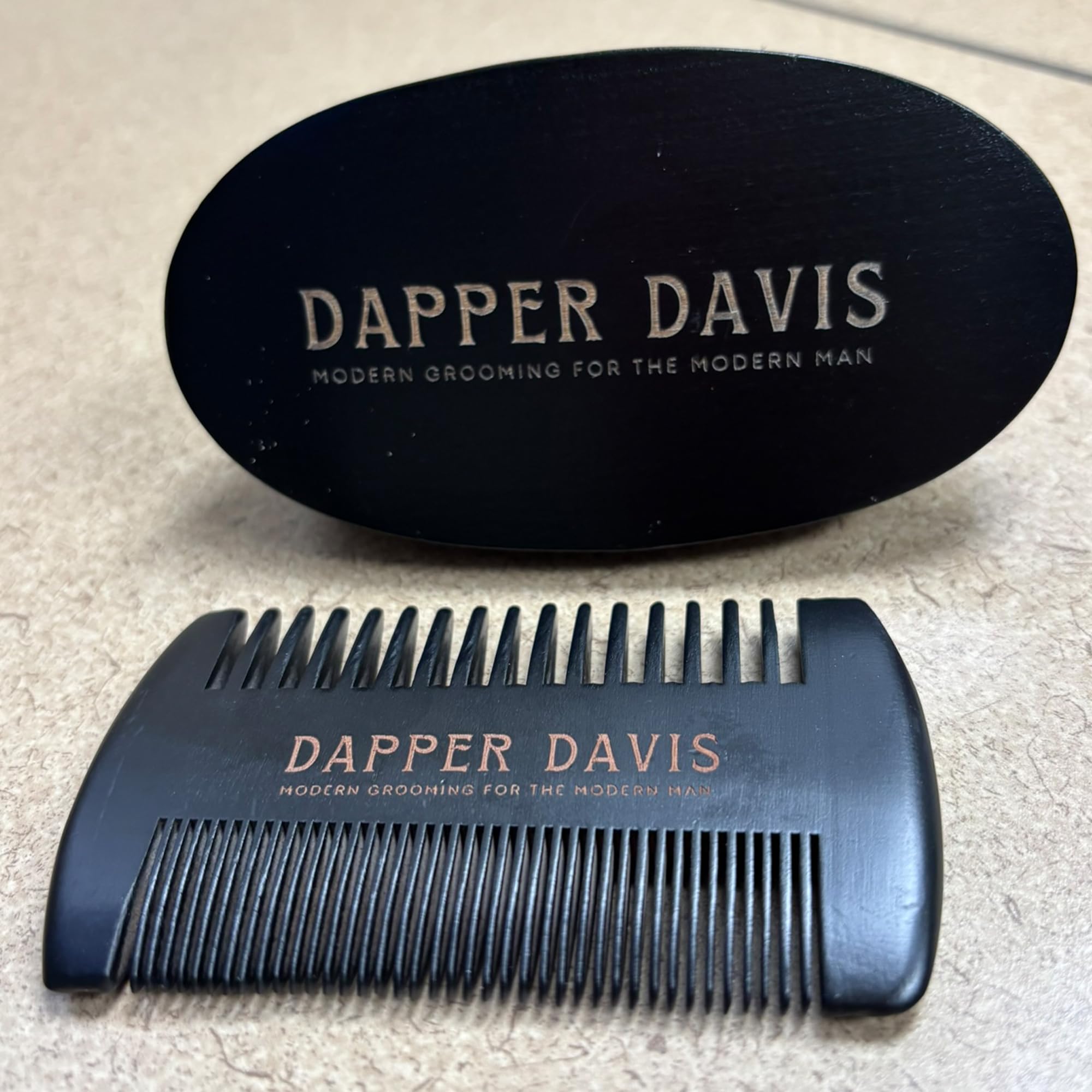 Dapper Davis Beard Brush and Comb Set for Men | Boar Bristle Beard Brush & Wooden Beard Comb | Beard Grooming Kit for Softening, Detangling & Styling Facial Hair