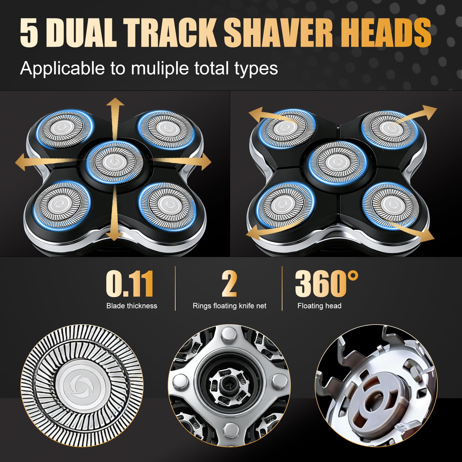 Magnetic Replacement Heads for Skull Shaver, 3Pack