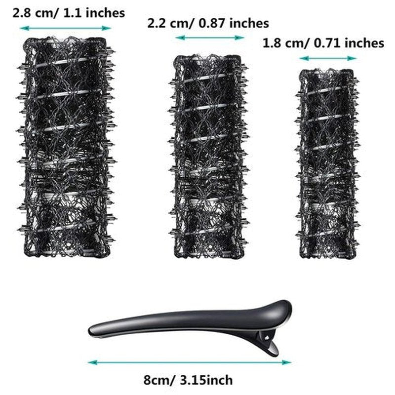 Skiennix Wire Mesh Hair Rollers Set - 48 Pieces Hair Perm Rods with Duck Teeth Clips | 0.71/0.87/1.1 Inch