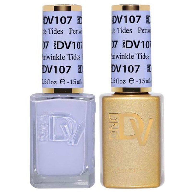 DND Gel Polish Set - Coquette Collection | UV/LED Gel & Air Dry Nail Lacquer Duo - 107 Periwinkle Tides, 0.5 Fl Oz