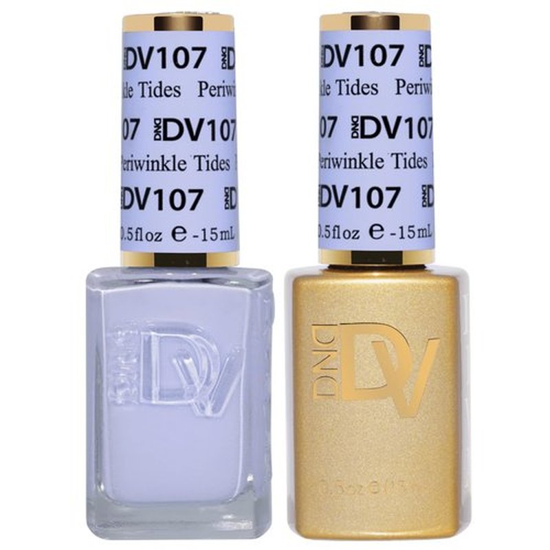 DND Gel Polish Set, Coquette Collection, UV/LED Gel Polish and Air Dry Nail Lacquer, Matching Chip-Free Polish Duo, 107 Periwinkle Tides, 0.5 Fl Oz