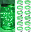 Green Fairy Lights - 12 Pack 7Ft 20 LED Twinkle String Lights | Battery Operated & Waterproof for Holidays