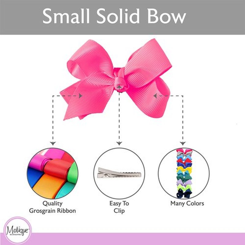 Small Solid Bow for Girls - Set of 12 (Pink)