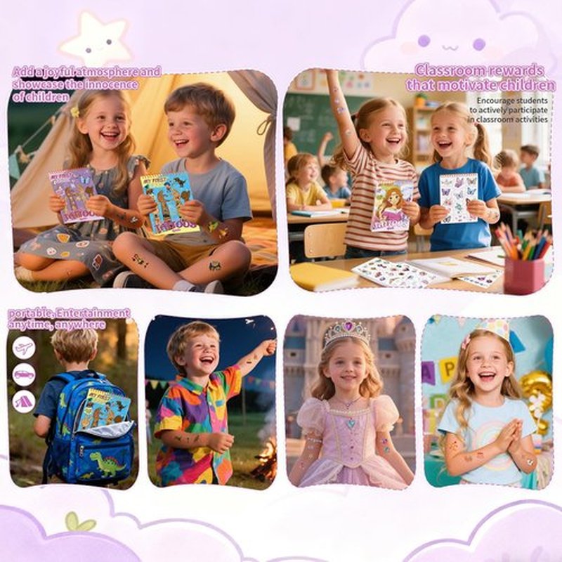 Pre-Cut 90+PCS Princess Temporary Tattoos for Kids, Safe Peel & Apply Fairy Jewelry Tattoos, Waterproof Birthday Party Favors for Girls